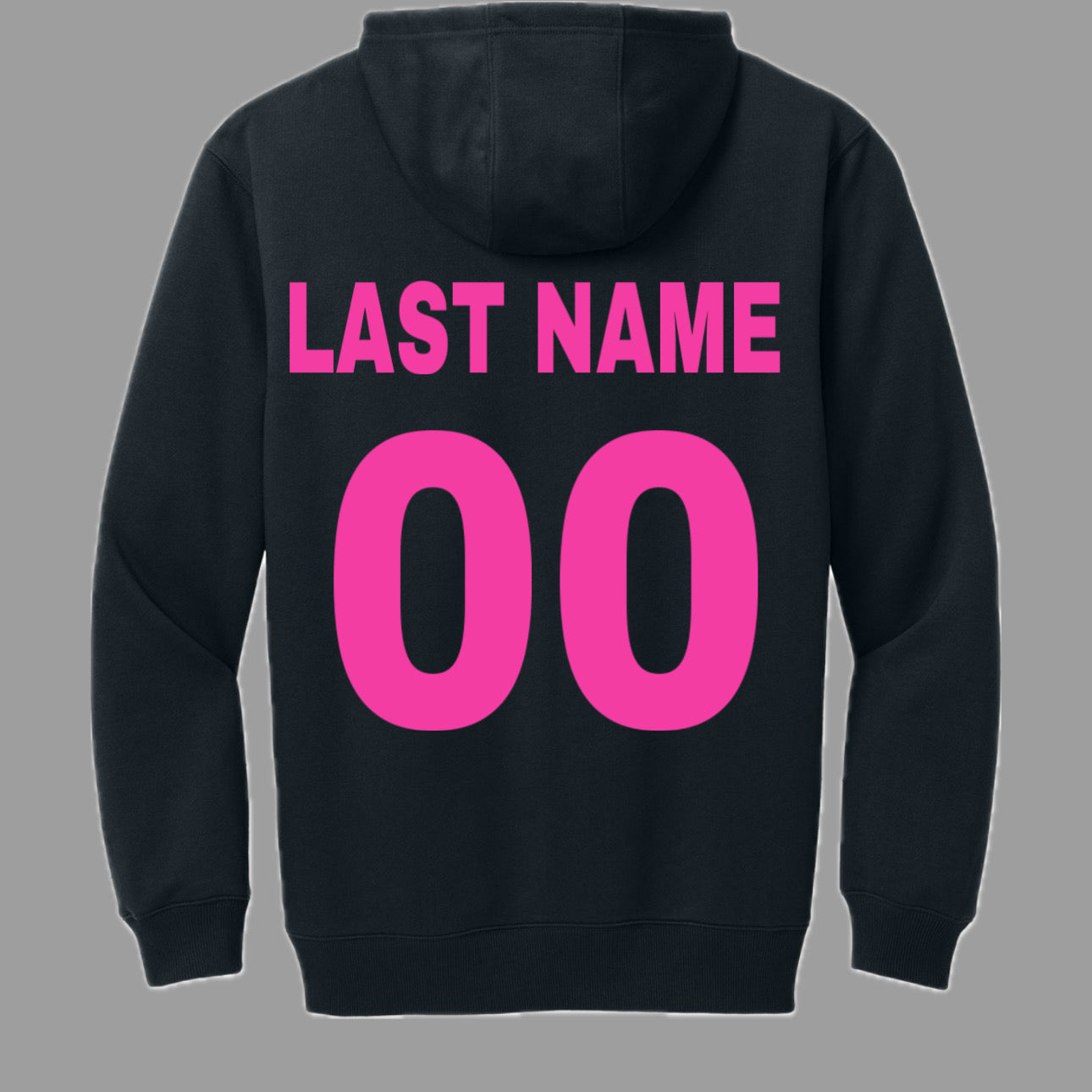 Custom Jersey Black Hoodie - Pink Logo
